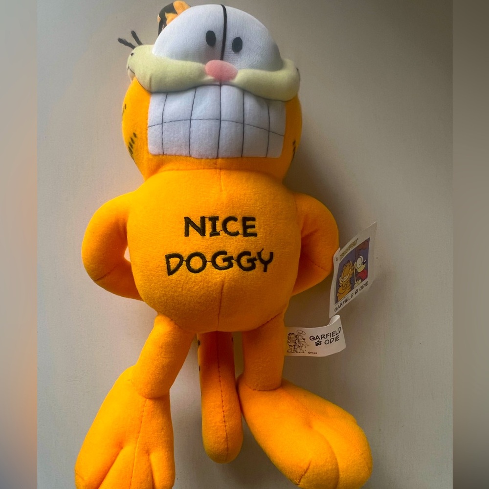 Garfield Cat Plush Large 13”Stuffed Animal KellyToy W/ "Nice Doggy" Embroidered